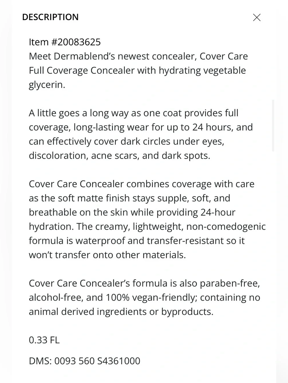 Dermablend Full Coverage Concealer. Shade 15N